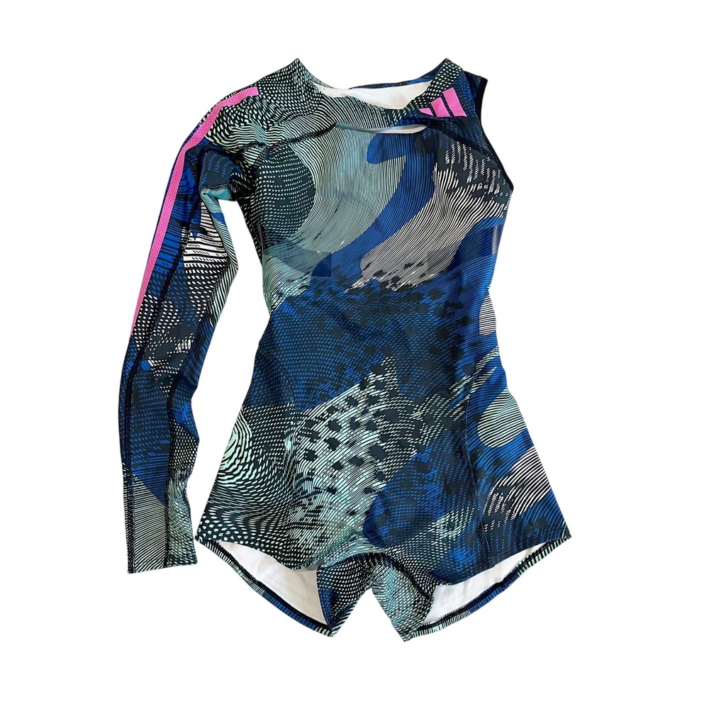 Adidas Pro Elite Team One Sleeve Speedsuit Women XS Blue Graphic Track Suit
